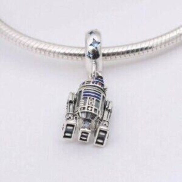 Pandora s925 Sterling SilverDisney STAR WARS R2-D2 Robot Dangle Charm Threaded - Picture 5 of 5
